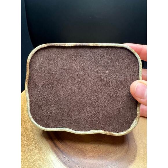 Vintage Latvian Handmade Leather Marbled Jewelry Box - Picture 9 of 10